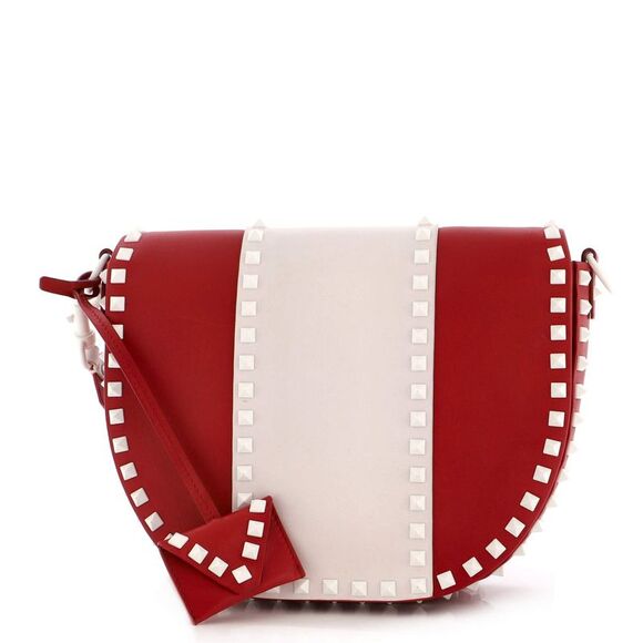 Valentino Garavani Handbags - Valentino Garavani Free Rockstud Saddle Crossbody Bag Leather Medium Red
